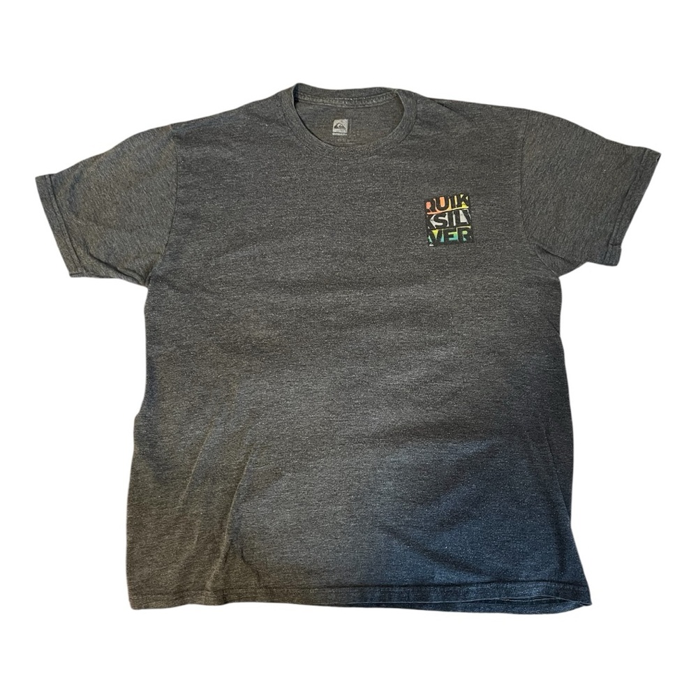 Quiksilver Men's Retro Charcoal Tee with Multicolor Logo